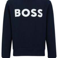 Boss Relaxed-Fit Sweatshirt WeBasicCrew aus Baumwoll-Terry mit gummiertem Logo-Print dunkelblau 404 Boss Relaxed-Fit Sweatshirt WeBasicCrew aus Baumwoll-Terry mit gummiertem Logo-Print dunkelblau 404
