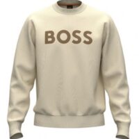 Boss Relaxed-Fit Sweatshirt WeBasicCrew aus Baumwoll-Terry mit gummiertem Logo-Print beige 277 Boss Relaxed-Fit Sweatshirt WeBasicCrew aus Baumwoll-Terry mit gummiertem Logo-Print beige 277
