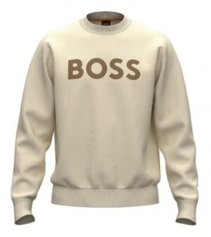 Boss Relaxed-Fit Sweatshirt WeBasicCrew aus Baumwoll-Terry mit gummiertem Logo-Print beige 277
