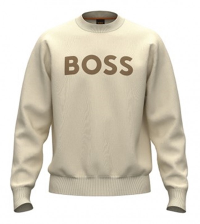 Boss Relaxed-Fit Sweatshirt WeBasicCrew aus Baumwoll-Terry mit gummiertem Logo-Print beige 277 Boss Relaxed-Fit Sweatshirt WeBasicCrew aus Baumwoll-Terry mit gummiertem Logo-Print beige 277