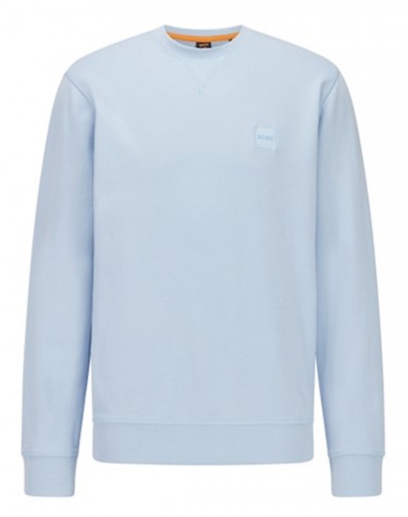 Boss Relaxed-Fit Sweatshirt Westart aus Baumwolle mit Logo-Aufnäher hellblau 487 Boss Relaxed-Fit Sweatshirt Westart aus Baumwolle mit Logo-Aufnäher hellblau 487