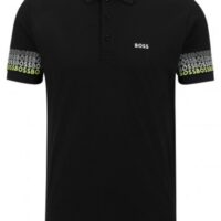 Boss Paddy 2 Poloshirt aus Baumwoll-Jacquard mit Piqué-Struktur und mehrfarbigen Logos schwarz 001 Boss Paddy 2 Poloshirt aus Baumwoll-Jacquard mit Piqué-Struktur und mehrfarbigen Logos schwarz 001