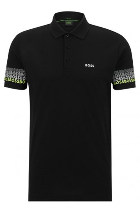 Boss Paddy 2 Poloshirt aus Baumwoll-Jacquard mit Piqué-Struktur und mehrfarbigen Logos schwarz 001 Boss Paddy 2 Poloshirt aus Baumwoll-Jacquard mit Piqué-Struktur und mehrfarbigen Logos schwarz 001