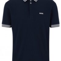 Boss Poloshirt Paddy 1 aus Interlock-Baumwolle mit strukturiertem Kragen und Logo dunkelblau 402 Boss Poloshirt Paddy 1 aus Interlock-Baumwolle mit strukturiertem Kragen und Logo dunkelblau 402