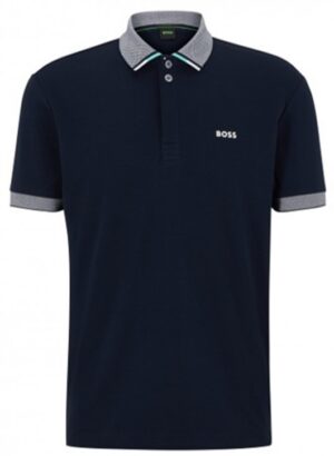 Boss Poloshirt Paddy 1 aus Interlock-Baumwolle mit strukturiertem Kragen und Logo dunkelblau 402