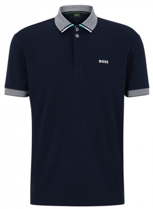 Boss Poloshirt Paddy 1 aus Interlock-Baumwolle mit strukturiertem Kragen und Logo dunkelblau 402 Boss Poloshirt Paddy 1 aus Interlock-Baumwolle mit strukturiertem Kragen und Logo dunkelblau 402