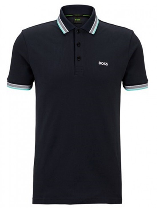 Boss Poloshirt Paddy aus Bio-Baumwolle mit Logo Farbe dunkelblau 409 Boss Poloshirt Paddy aus Bio-Baumwolle mit Logo Farbe dunkelblau 409