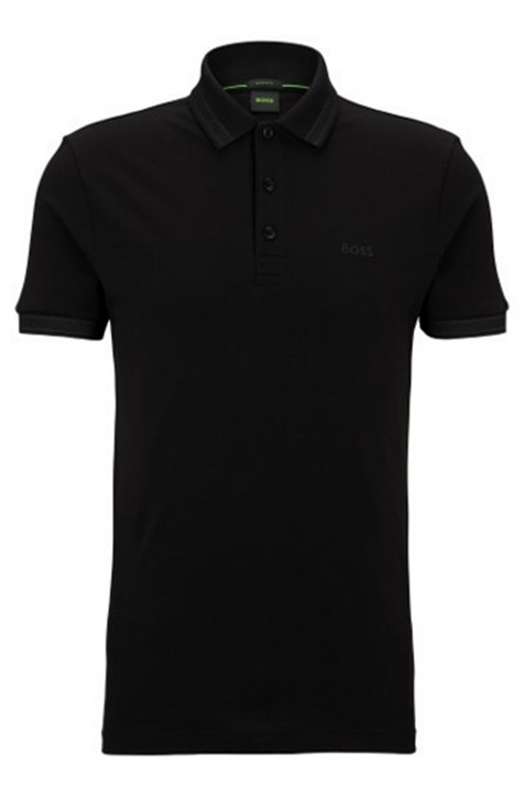 Boss Poloshirt Paddy aus Bio-Baumwolle mit Logo Farbe schwarz 008 Boss Poloshirt Paddy aus Bio-Baumwolle mit Logo Farbe schwarz 008