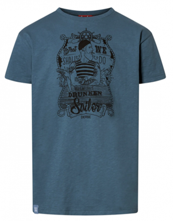Derbe Seemann Herren T-Shirt what shall we do with the drunken sailor Farbe orion blue 0160 Derbe Seemann Herren T-Shirt what shall we do with the drunken sailor Farbe orion blue 0160