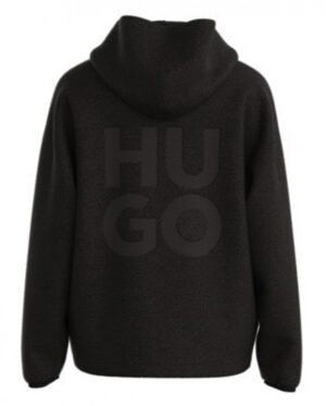 Hugo Oversized Hoodie Dotato aus softem Fleece mit Logo schwarz 001