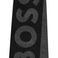 Hugo Boss Strickschal aus Baumwolle und Wolle mit Logo schwarz 001