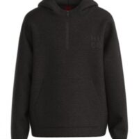 Hugo Oversized Hoodie Dotato aus softem Fleece mit Logo schwarz 001