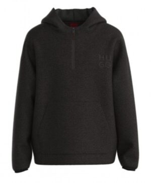 Hugo Oversized Hoodie Dotato aus softem Fleece mit Logo schwarz 001