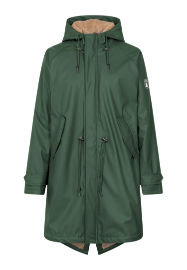 DERBE Travel Cozy Friese Tidaholm Damen Regenjacke gefüttert tibetan combu green / caramel 0530 98179817 DERBE Travel Cozy Friese Tidaholm Damen Regenjacke gefüttert tibetan combu green / caramel 0530 98179817