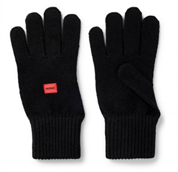Hugo Handschuhe Waff 3 aus Schurwoll-Mix mit Logo schwarz 001 Hugo Handschuhe Waff 3 aus Schurwoll-Mix mit Logo schwarz 001
