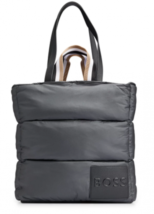 Boss Wattierte Tote Bag mit geprägtem Logo-Aufnäher Deva NS Tote-PN schwarz 001 Boss Wattierte Tote Bag mit geprägtem Logo-Aufnäher Deva NS Tote-PN schwarz 001