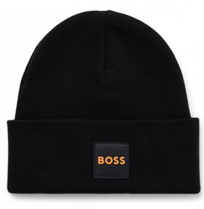 Boss Zweilagige Mütze mit Logo-Aufnäher Fantastico_Hat schwarz 001 Boss Zweilagige Mütze mit Logo-Aufnäher Fantastico_Hat schwarz 001