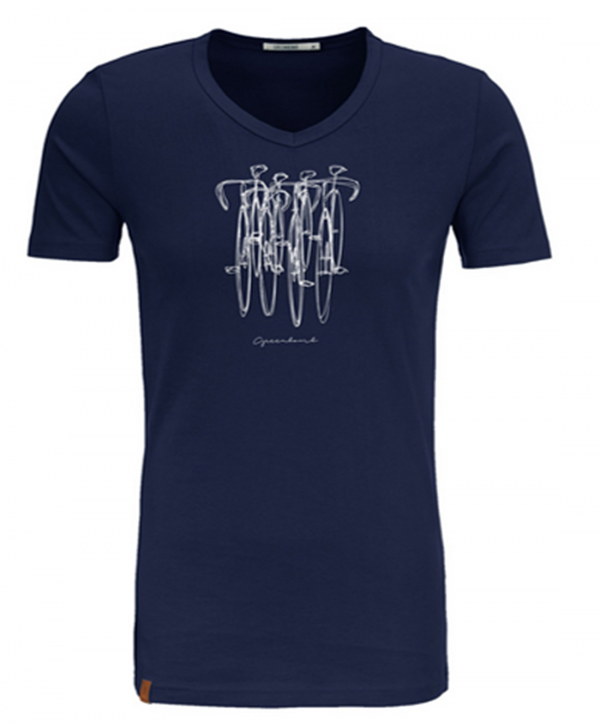 GREENBOMB Herren V Auschnitt T-shirt Bike Sketch Peak Navy GREENBOMB Herren V Auschnitt T-shirt Bike Sketch Peak Navy