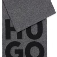Hugo Schal Unisex -Z aus Woll-Mix mit Stack-Logo und Fransen schwarz 001 Hugo Schal Unisex -Z aus Woll-Mix mit Stack-Logo und Fransen schwarz 001