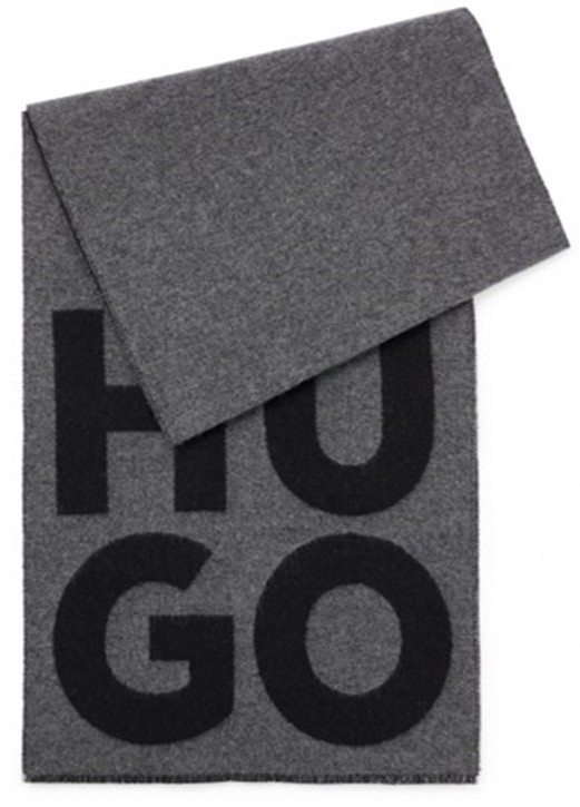 Hugo Schal Unisex -Z aus Woll-Mix mit Stack-Logo und Fransen schwarz 001 Hugo Schal Unisex -Z aus Woll-Mix mit Stack-Logo und Fransen schwarz 001