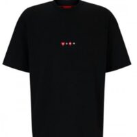 Hugo Oversized T-Shirt Dorki aus Baumwolle mit Spielkarten-Artwork schwarz 001