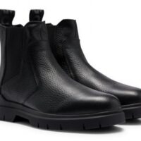 Hugo Chelsea Boots Ryan_Cheb_grlg aus genarbtem Leder mit Logo-Tape schwarz 001