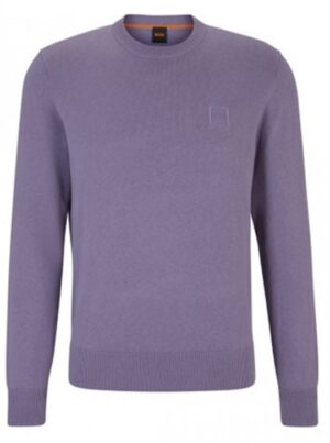 Boss Pullover Kanovano aus Baumwolle und Kaschmir mit Rundhalsausschnitt und Logo Lila 511