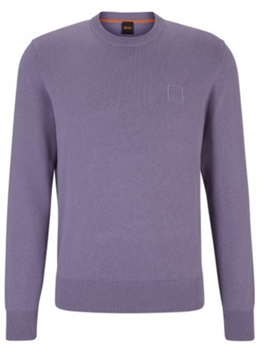 Boss Pullover Kanovano aus Baumwolle und Kaschmir mit Rundhalsausschnitt und Logo Lila 511 Boss Pullover Kanovano aus Baumwolle und Kaschmir mit Rundhalsausschnitt und Logo Lila 511