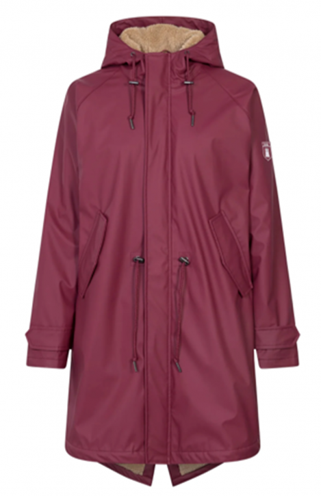 DERBE Travel Cozy Friese Tidaholm Damen Regenjacke gefüttert tibetan red / caramel 037 9817 DERBE Travel Cozy Friese Tidaholm Damen Regenjacke gefüttert tibetan red / caramel 037 9817