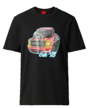 Hugo Relaxed-Fit T-Shirt Damotoro aus Baumwolle mit Auto-Artwork schwarz 001