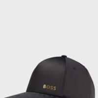 Boss Cap Sevile-BE-M aus Satin mit Jacquard-Monogrammen am Schirm schwarz 001 Boss Cap Sevile-BE-M aus Satin mit Jacquard-Monogrammen am Schirm schwarz 001