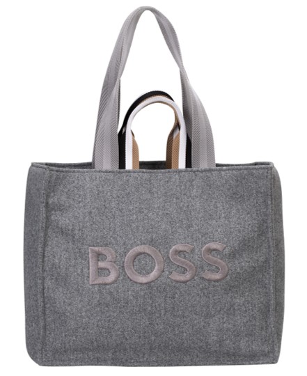 Boss Tote Bag Deva Tote WL mit Oversize-Logo-Stickerei grau 030 Boss Tote Bag Deva Tote WL mit Oversize-Logo-Stickerei grau 030