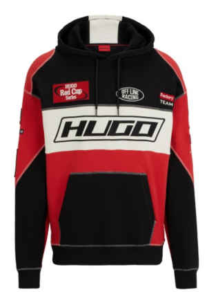 Hugo Hoodie Dussels aus Baumwolle im Colour-Block-Design mit Details im Rennsport-Stil gemustert 693