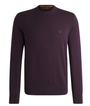 Boss Pullover Kanovano_S aus Baumwolle und Kaschmir mit Rundhalsausschnitt und Logo lila 543