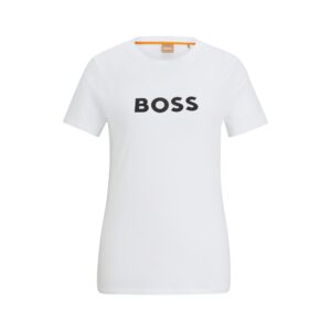 Boss T-Shirt C_Elogo_5 aus Baumwoll-Jersey mit Kontrast-Logo weiß 100