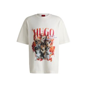 Hugo Oversized T-Shirt Dugie aus Baumwolle mit Hunde-Grafik natur 102