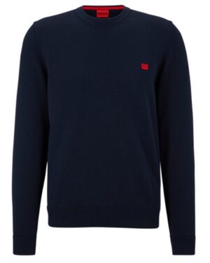 Hugo Pullover San Cassius-C1 aus Bio-Baumwolle mit rotem Logo-Label dunkelblau 410