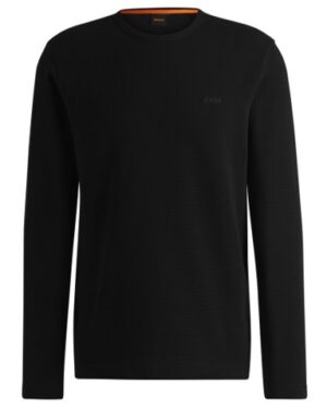 Boss Regular-Fit Tempesto Longsleeve aus Baumwoll-Mix mit Logo-Stickerei schwarz 001
