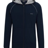 Boss Hoodie Mix&Match Jacket H aus Stretch-Baumwolle mit Reißverschluss und Logo-Stickerei dunkelblau 403