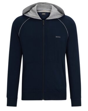 Boss Hoodie Mix&Match Jacket H aus Stretch-Baumwolle mit Reißverschluss und Logo-Stickerei dunkelblau 403