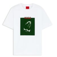 Hugo T-Shirt Dobero aus Baumwoll-Jersey mit Dobermann-Print weiß 100