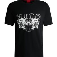 Hugo T-Shirt Dobero aus Baumwoll-Jersey mit Dobermann-Print schwarz 001