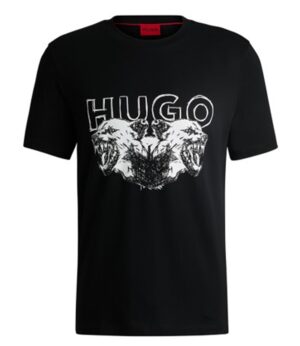 Hugo T-Shirt Durro aus Baumwoll-Jersey mit Logo- und Animal-Grafik schwarz 001