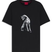 Hugo T-Shirt Didug aus Baumwoll-Jersey mit Hunde-Artwork schwarz 002