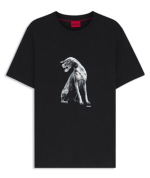 Hugo T-Shirt Didug aus Baumwoll-Jersey mit Hunde-Artwork schwarz 002