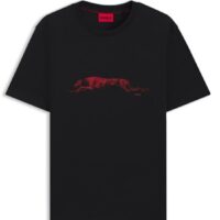 Hugo T-Shirt Didug aus Baumwoll-Jersey mit Hunde-Artwork schwarz 001
