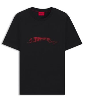 Hugo T-Shirt Didug aus Baumwoll-Jersey mit Hunde-Artwork schwarz 001