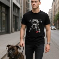 Hugo T-Shirt Dubrox aus Baumwoll-Jersey mit Hunde-Artwork schwarz 001