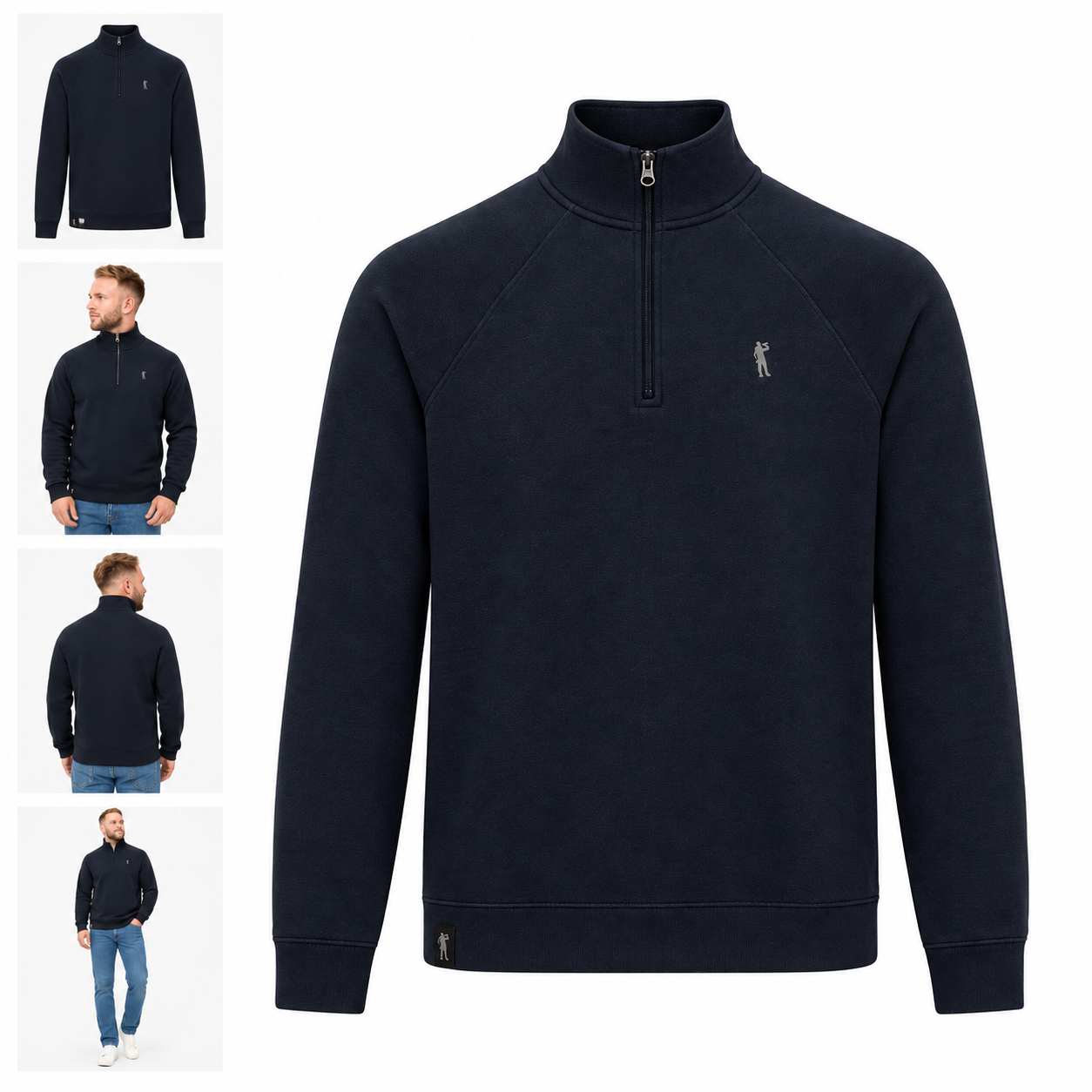 Derbe Basic Kippes Herren Halfzip Sweatshirt Navy Dunkelblau GOTS Derbe Basic Kippes Herren Halfzip Sweatshirt Navy Dunkelblau GOTS – Bild 2